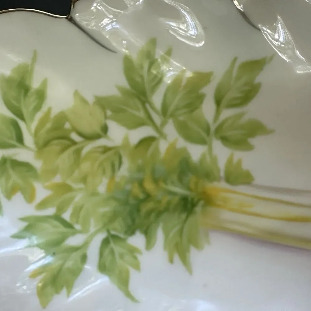 Noritake Hand Painted Japan Sandwich Serving Tray Leaf Porcelain Platter 12.5”